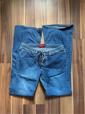 River Island Dark Blue Lace-Up Bootcut Jeans